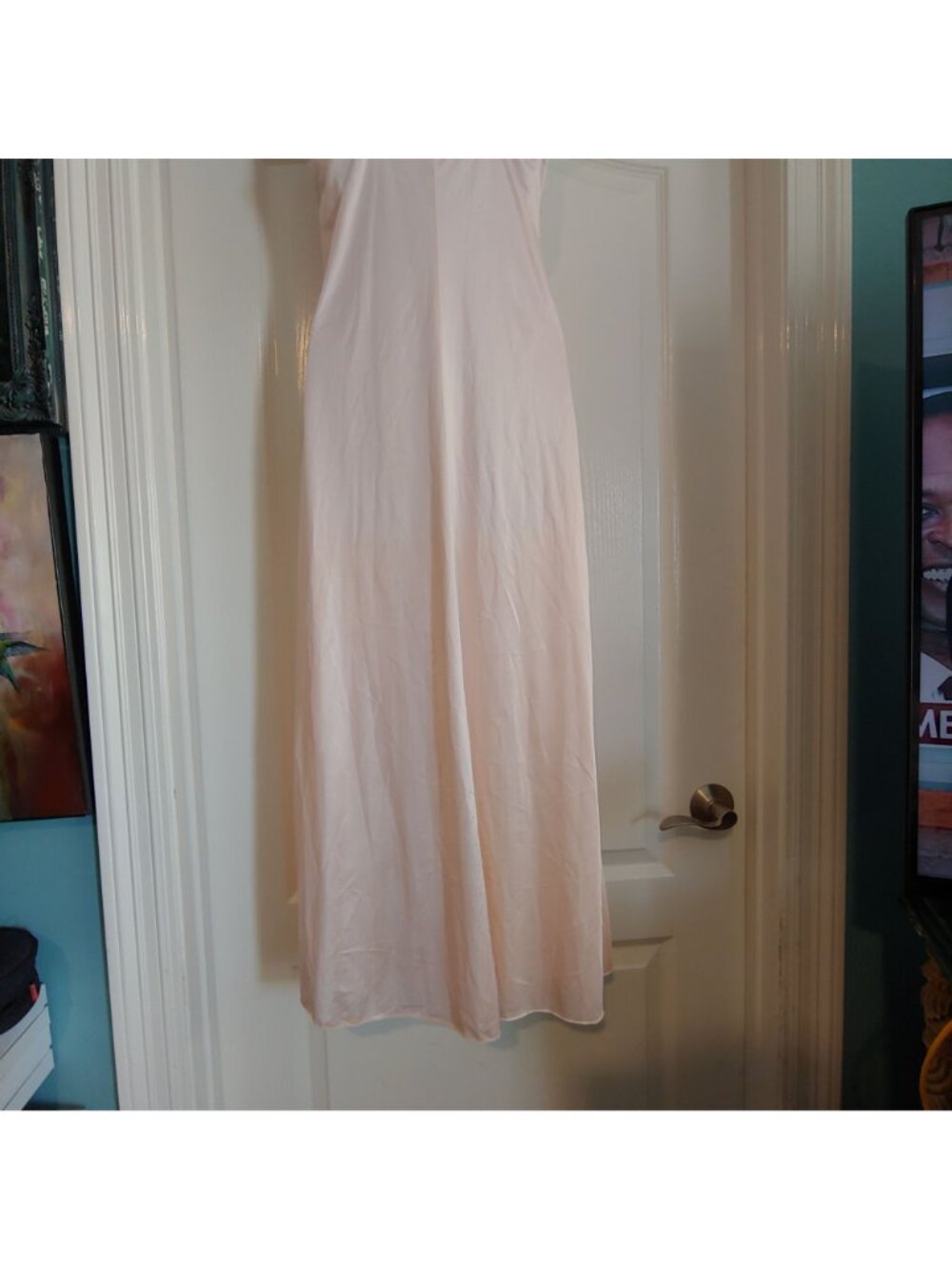 Vtg Gilead Satin Slip Dress Pink Lace Ruffle Bridal Cottagecore Romantic - Picture 8 of 10
